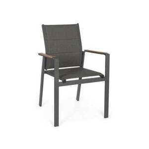 Bizotto antrazit színű karfás rakásolható szék aluminium kerettel... kép