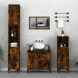 Füstös tölgyszínű szerelt fa fürdőszobaszekrény 65 x 33 x 60 cm kép