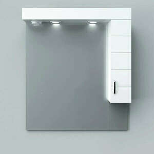 MART 75 cm széles fürdőszobai tükrös szekrény, fényes fehér, króm... kép