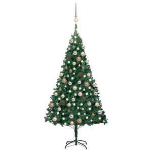 vidaXL zöld műkarácsonyfa LED-ekkel és gömbszettel 180 cm kép