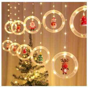 Karácsonyi fényfüzér 10 db gyűrűvel, 5 féle dísszel - lógó ablakd... kép