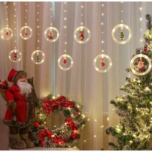 Karácsonyi fényfüzér 10 db gyűrűvel, 5 féle dísszel - lógó ablakd... kép