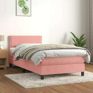 vidaXL rózsaszín bársony rugós ágy matraccal 100 x 200 cm kép
