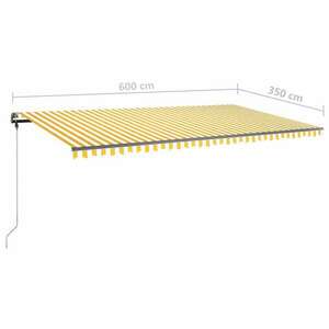 vidaXL sárga és fehér kézzel kihúzható LED-es napellenző 600 x 350 cm kép