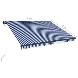 vidaXL kék és fehér szélérzékelős és LED-es napellenző 400 x 300 cm kép