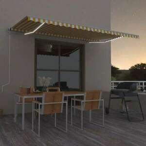 vidaXL sárga-fehér szélérzékelős és LED-es napellenző 500 x 300 cm kép