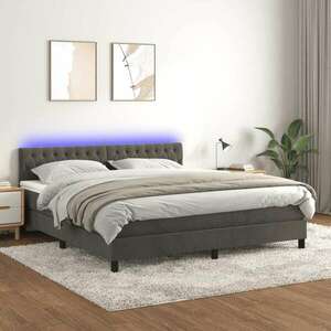 vidaXL sötétszürke bársony rugós és LED-es ágy matraccal 160x200 cm kép