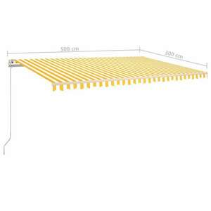 vidaXL sárga-fehér szélérzékelős és LED-es napellenző 5 x 3 m kép