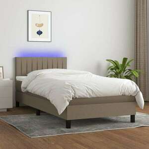 Tópszínű szövet rugós és led-es ágy matraccal 90x200 cm kép