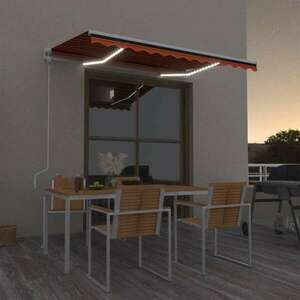vidaXL narancssárga-barna szélérzékelős és LED-es napellenző 300x250cm kép