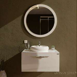 TMP MOON fürdőszobai tükör 80 cm - fehér keret - kerek kép