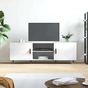 Magasfényű fehér szerelt fa tv-szekrény 150 x 30 x 50 cm kép