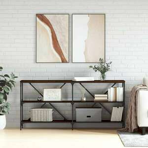 vidaXL barna tölgyszínű szerelt fa és vas tálalóasztal 160x30x75 cm kép