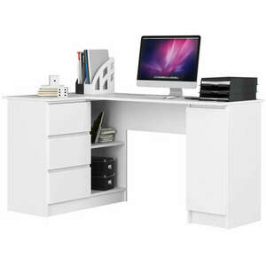 Sarok íróasztal Akord Furniture 155cm, fehér, bal kép