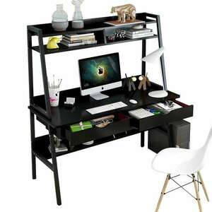 Polcos íróasztal, Számítógépasztal - Fekete kép