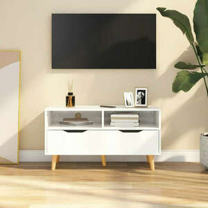 vidaXL magasfényű fehér forgácslap TV-szekrény 90 x 40 x 48, 5 cm kép