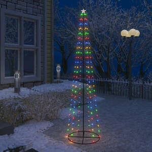 Kúp alakú karácsonyfa-dekoráció 136 színes LED-del 70 x 240 cm kép