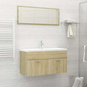 vidaXL 2 részes sonoma-tölgy színű forgácslap fürdőszobai bútorszett kép