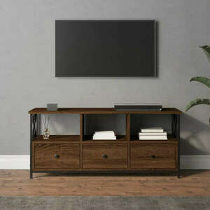 vidaXL barna tölgyszínű szerelt fa és vas TV-szekrény 102x33x45 cm kép