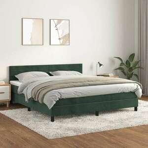 vidaXL sötétzöld bársony rugós ágy matraccal 160x200 cm kép