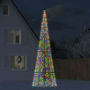 vidaXL színes karácsonyfa zászlórúdon 1534 LED-del 500 cm kép