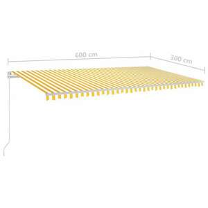 vidaXL sárga-fehér automata szélérzékelős és LED-es napellenző 6 x 3 m kép