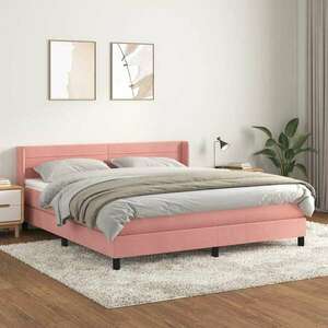 Rózsaszín bársony rugós ágy matraccal 180x200 cm kép