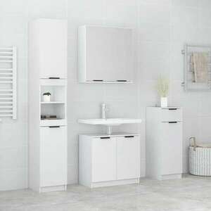vidaXL 4 részes magasfényű fehér szerelt fa fürdőszobaszekrény-szett kép