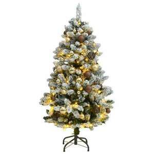 Csuklópántos műkarácsonyfa 150 led-del és gömbökkel 120 cm kép