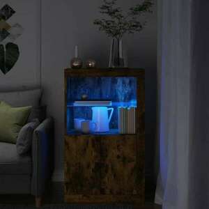 vidaXL füstös tölgy színű szerelt fa tálalószekrény LED-világítással kép