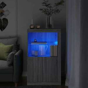 vidaXL szürke sonoma színű szerelt fa tálalószekrény LED-világítással kép
