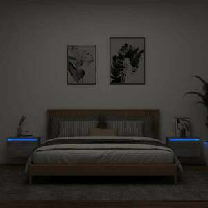 vidaXL szürke sonoma színű fali éjjeliszekrény LED-világítással kép