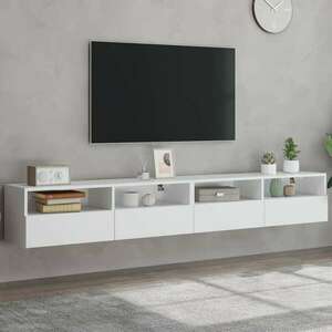 2 db fehér szerelt fa fali tv-szekrény 100 x 30 x 30 cm kép