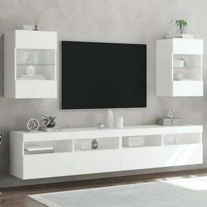 vidaXL 2 db fehér falra szerelhető TV-szekrény LED-ekkel 40x30x60, 5 cm kép