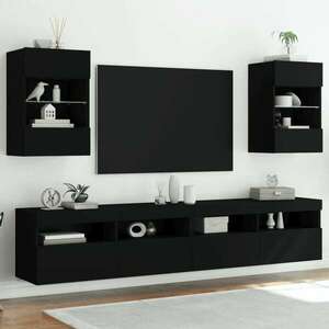 vidaXL 2 db fekete fali TV-szekrény LED-világítással 40x30x60, 5 cm kép