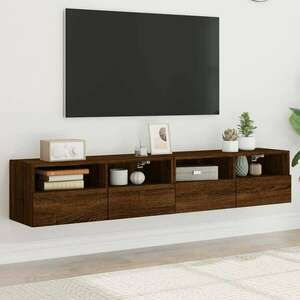 2 db barna tölgy színű szerelt fa fali TV-szekrény 80x30x30 cm kép