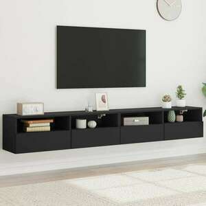 2 db fekete szerelt fa fali tv-szekrény 100 x 30 x 30 cm kép