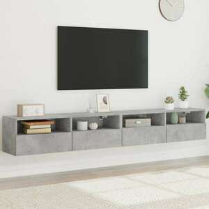 vidaXL 2 db betonszürke szerelt fa fali TV-szekrény 100x30x30 cm kép