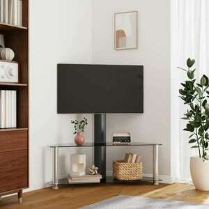 vidaXL 2 szintes fekete és ezüst sarok TV-állvány 32-70 hüvelyk kép