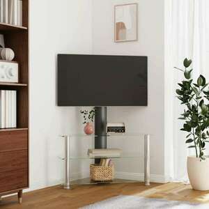 vidaXL 3-szintes fekete és ezüst sarok TV-állvány 32-70 hüvelyk kép