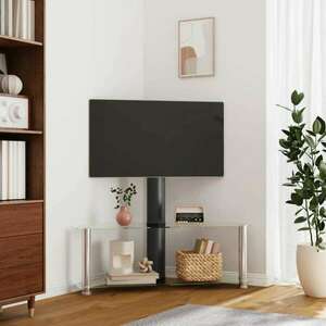 vidaXL 2 szintes fekete és ezüst sarok TV-állvány 32-70 hüvelyk kép