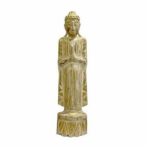 Buddha szobor fa 78cm natúr arany kép
