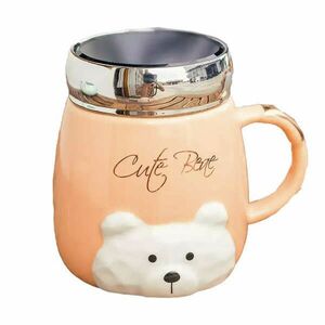 Pufo Cute Bear kerámia bögre tetővel kávéhoz vagy teához, 350 ml, ... kép