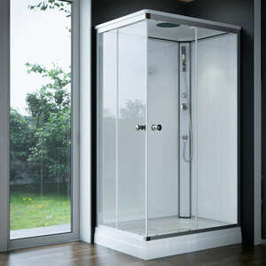 Üveghátfalas szögletes zuhanykabin tálcával 120*80*215cm kép