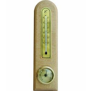 Szoba hőmérő + páratartalom mérő natúr fa színű hátlappal 2001 kép