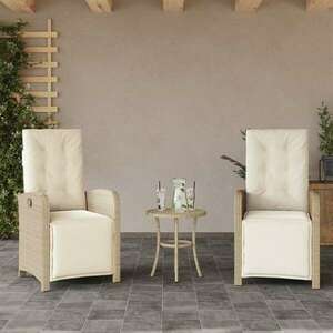 vidaXL 2 db bézs polyrattan dönthető kerti szék lábtartóval kép