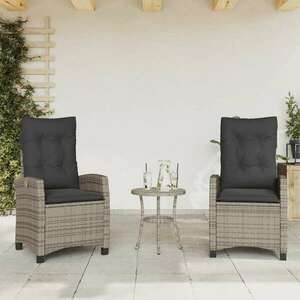 vidaXL 2 db szürke polyrattan dönthető kerti szék párnákkal kép