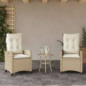 vidaXL 2 db bézs polyrattan dönthető kerti szék párnákkal kép