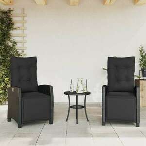 vidaXL 2 db fekete polyrattan dönthető kerti szék lábtartóval kép