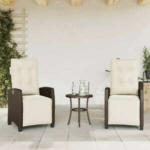 vidaXL 2 db barna polyrattan dönthető kerti szék lábtartóval kép